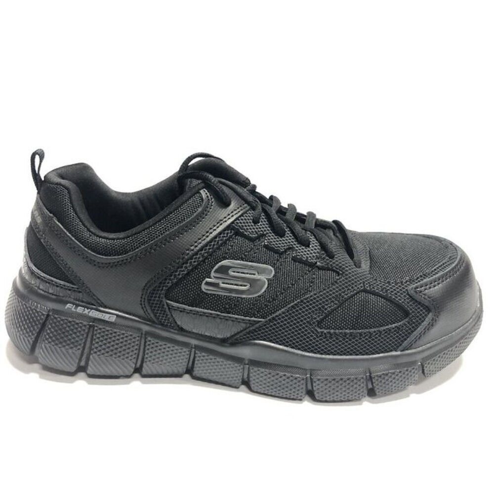 Skechers Women’s Telfin-Kanpur, Black Athletic Work Sneakers, Size 9M